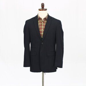 Perry Ellis 38R Black Blazer Sport Coat Jacket 2-Button Solid Y596